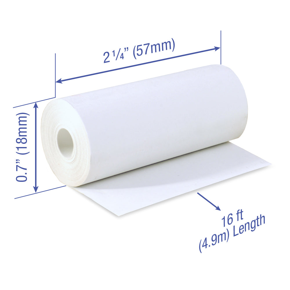 Thermal Paper 2 1/4 x 16 ft x 18mm CORELESS BPA Free BPS Free fits Pidion BIP-1500 and Poynt 200 rolls