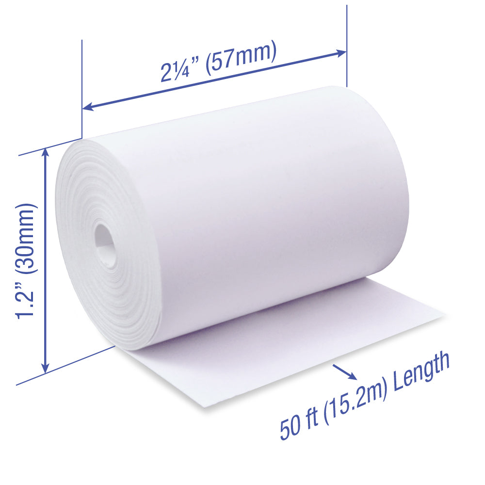 POS1 Thermal Paper 2 1/4 x 50 ft x 30mm CORELESS BPA Free 100 rolls