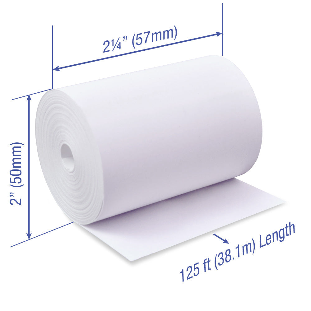 Thermal Paper 2 1/4 x 125 ft x 50mm CORELESS BPA Free 50 rolls