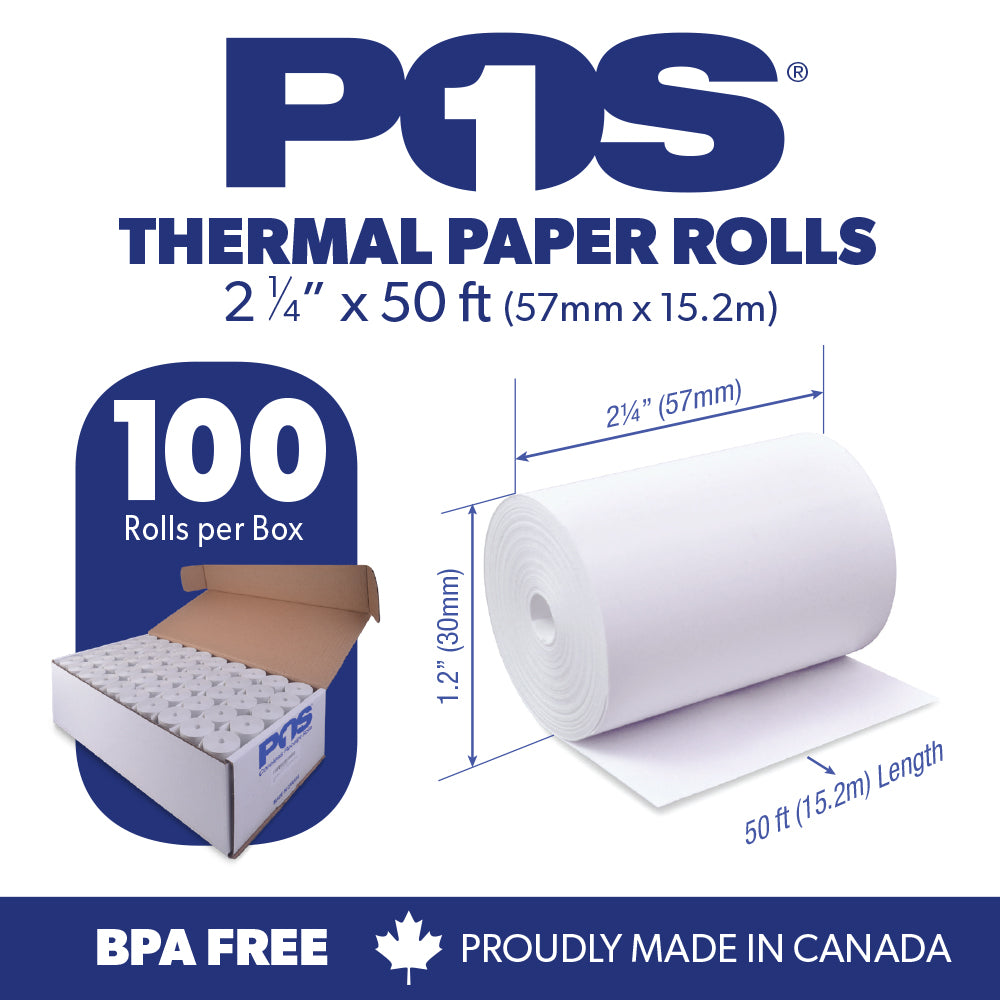 Thermal Paper 2 1/4 x 50 ft 100 rolls CORELESS BPA Free BPS Free