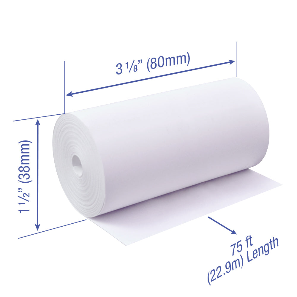 Thermal Paper 3 1/8 x 75 ft 80 rolls CORELESS BPA Free BPS Free