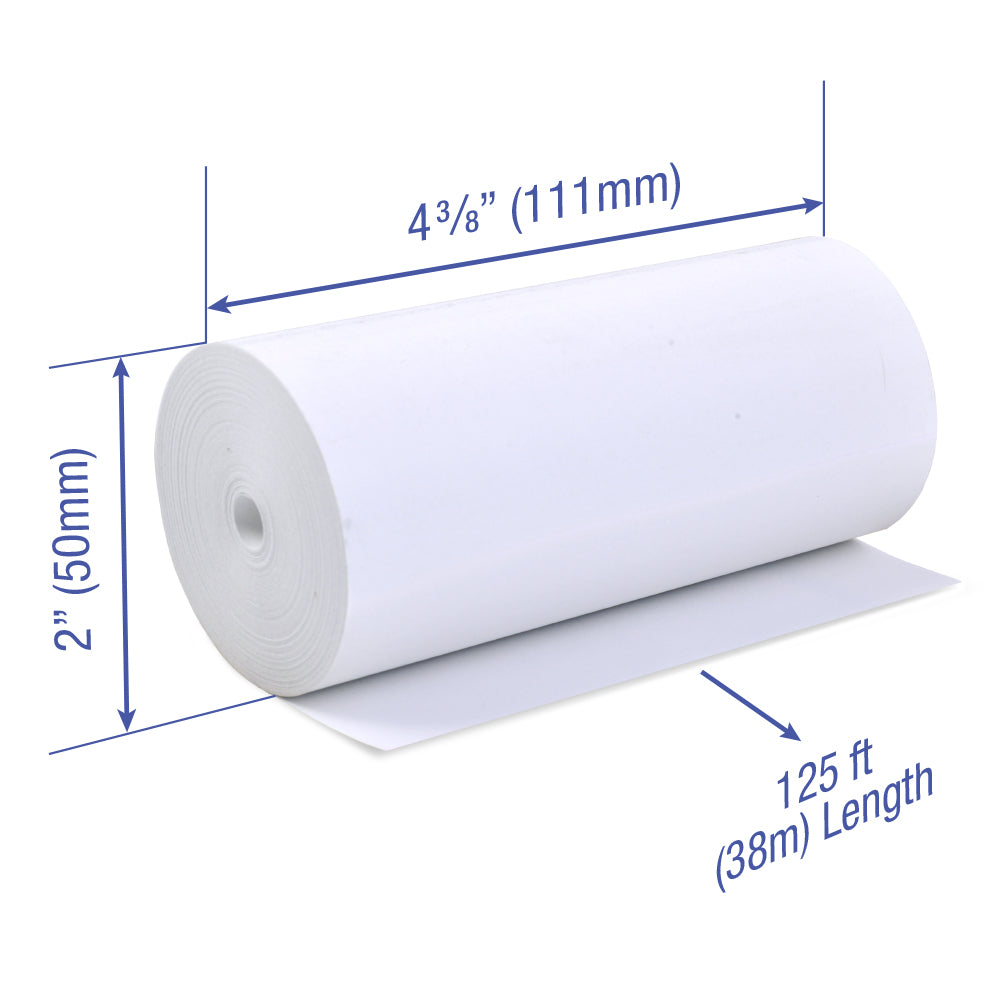 POS1 Thermal Paper 4 3/8 x 125 ft x 50mm CORELESS BPA Free 16 rolls