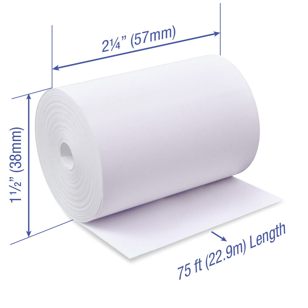 PHENOL FREE 2 1/4 x 75 ft x 50 rolls CORELESS Thermal Paper