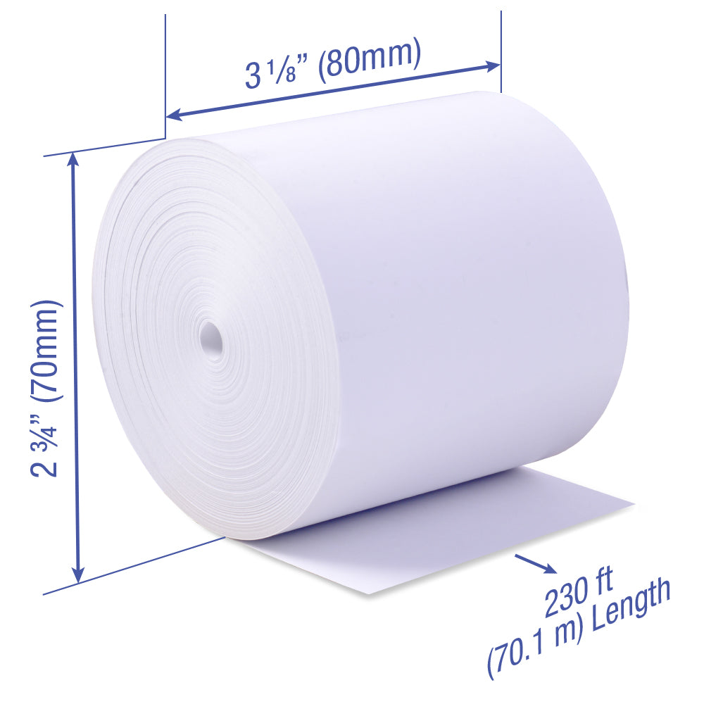 PHENOL FREE 3 1/8 x 230 ft x 50 rolls CORELESS Thermal Paper